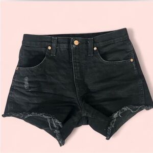 Vintage Black Denim Cowboy Cut-Off Shorts
